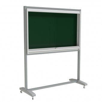 Info-Vitrine, fahrbar, 190 cm hoch, 160x12 cm (B/T), Rückwand: grün Info-Vitrine, fahrbar, 190 cm hoch, 160x12 cm (B/T), Rückwand: grün